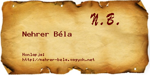 Nehrer Béla névjegykártya